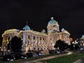 Belgrade city center by night House of the National Assembly of the Republic of Serbia